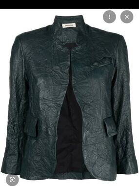 Zadig  & Voltaire Verys Crinkle Leather Jacket Blazer Peacock $748, Sz 34 Or XS